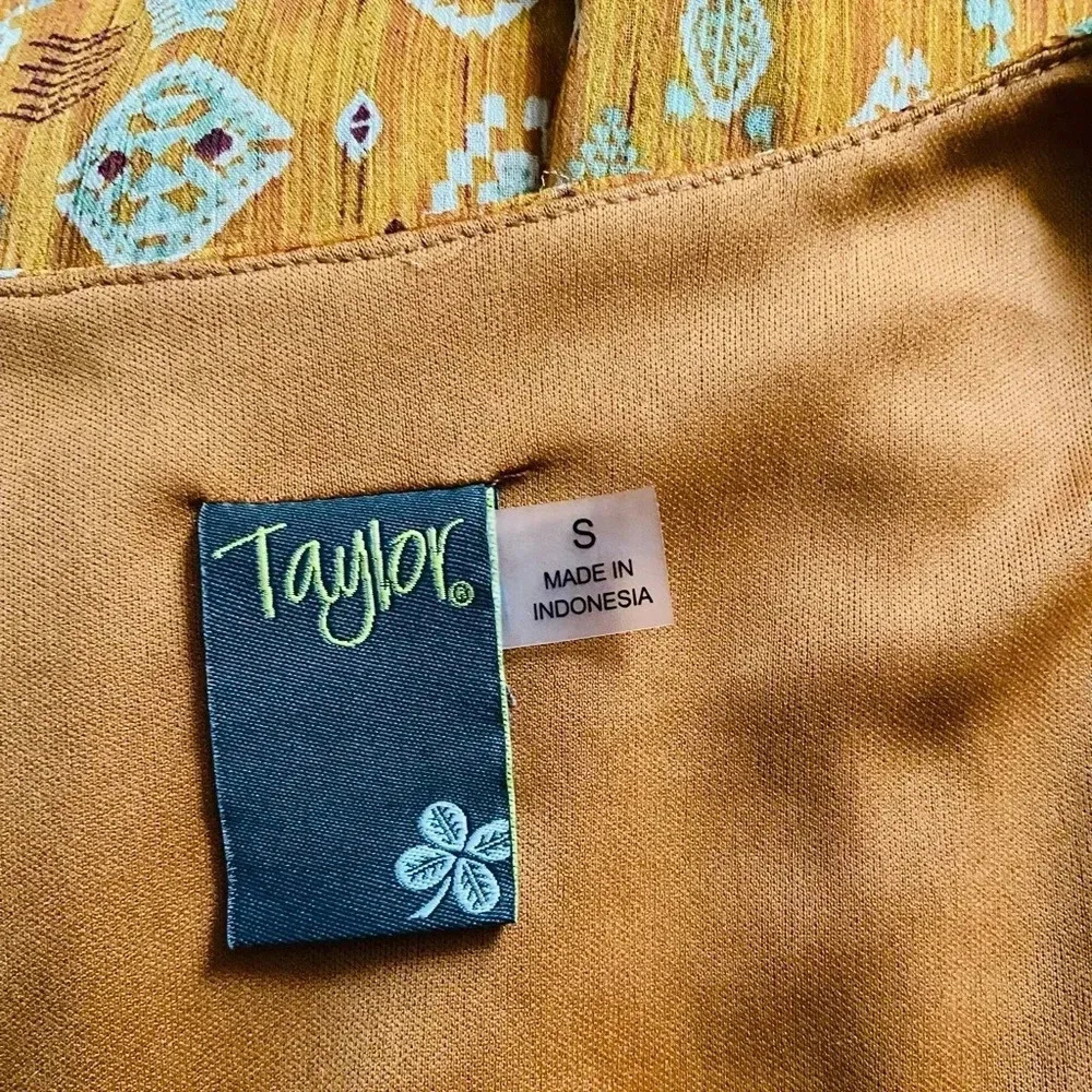 TAYLOR | Smocked Waist Brown Cottagecore Fit-And-Flare Tiered Midi Dress Size S - Picture 11 of 14